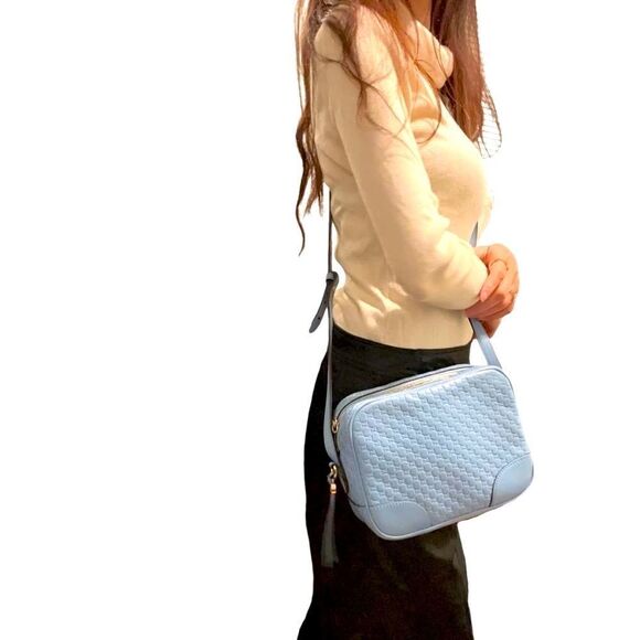 Gucci Micro GG Monogram Blue Leather Crossbody Bag - Picture 4 of 14